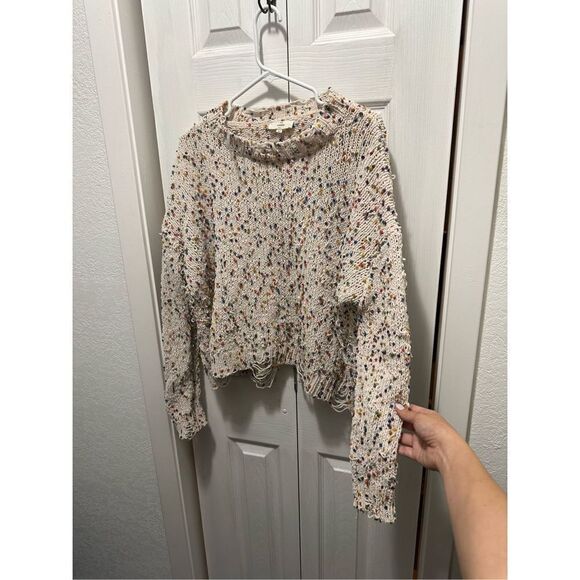 Entro Womens Sweater Cropped Knit Long Sleeve Rainbow Confetti Medium - Picture 9 of 9